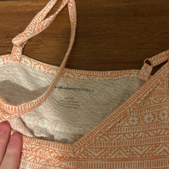 American Eagle Outfitters Peach Printed Spaghetti Strap Top - Picture 2 of 2